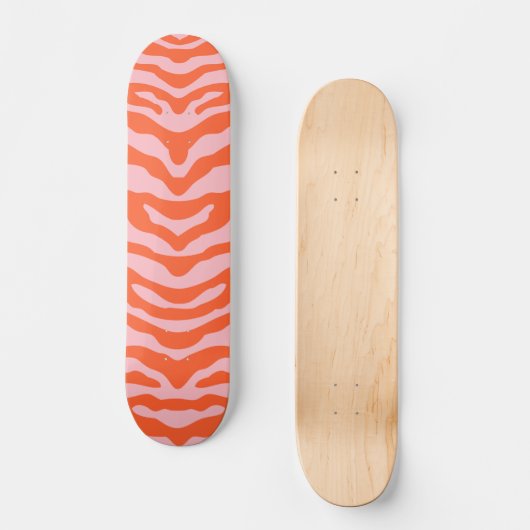 Zebra Print Sinaasappel en Roze Skateboard (Voorkant)