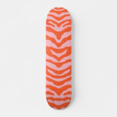Zebra Print Sinaasappel en Roze Skateboard (Voorkant)
