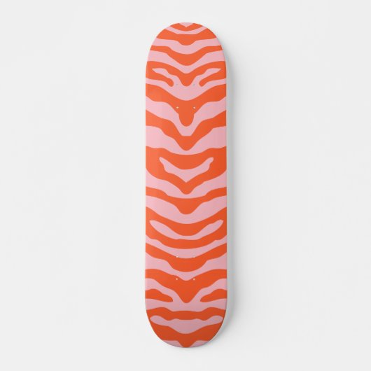 Zebra Print Sinaasappel en Roze Skateboard (Voorkant)