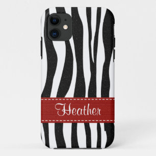 Zebra Print Skin Red Ribbon iPhone 11 Hoesje