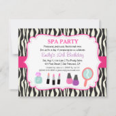 Zebra Print Spa Birthday Party Invitation Kaart (Voorkant)