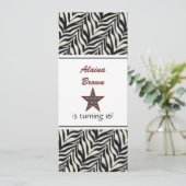 Zebra Print Star Birthday Party Invitation Kaart (Staand voorkant)