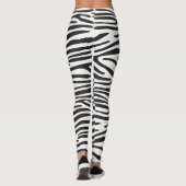 Zebra Print Stripes Black White Animal Leggings (Dos)