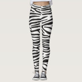 Zebra Print Stripes Black White Animal Leggings (Devant)