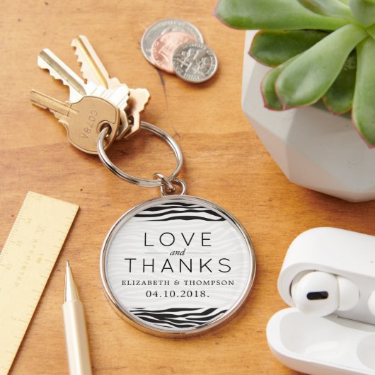 Zebra Print, Stripes, zwart en wit, bruiloft Sleutelhanger (Bureau)