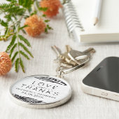 Zebra Print, Stripes, zwart en wit, bruiloft Sleutelhanger (Zijkant)