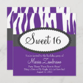Zebra Print Sweet 16 Anniversaire Fête Invitation (Devant / Derrière)