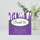 Zebra Print Sweet 16 Anniversaire Fête Invitation (Debout devant)