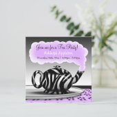 Zebra Print Teapot Tea Party invitations (Debout devant)