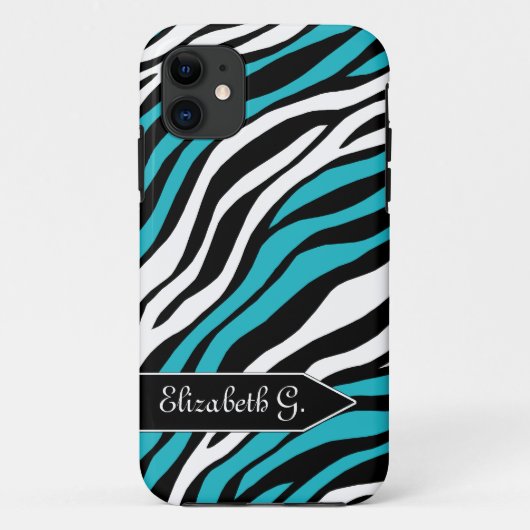 Zebra Print Turquoise Mix iPhone 5 Hoesje (Achterkant)