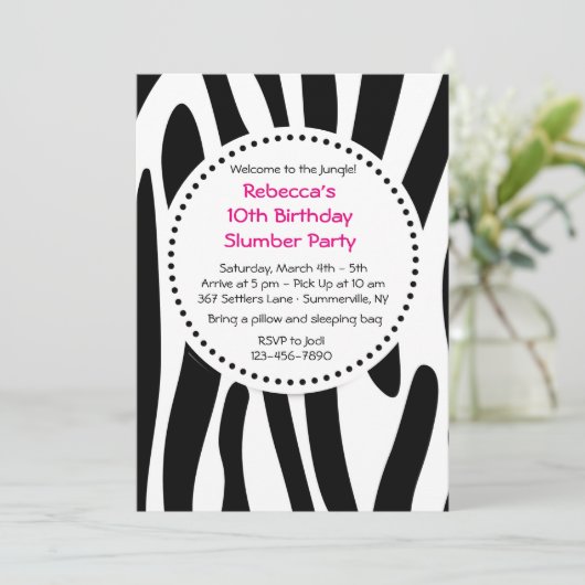 Zebra Print uitnodiging (Staand voorkant)