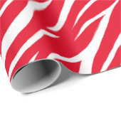 Zebra Print White Red Cute Modern Xmas patroon Cadeaupapier (Rol Hoek)