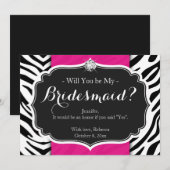 Zebra Print word mijn Bridesmaid Kaart (Voorkant / Achterkant)
