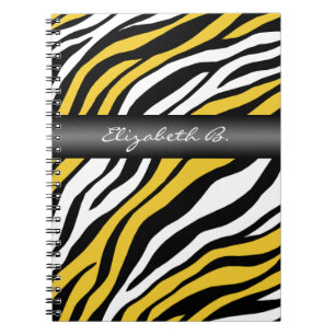 Zebra Print Yellow Mix Personalized Notitieboek