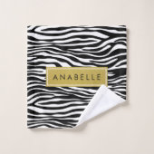 Zebra Print, Zebra, Noir Et Blanc, Votre Nom (Gant de toilette)