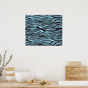 Zebra Print, Zebra Stripes, Blue Zebra, Oerwoud Poster