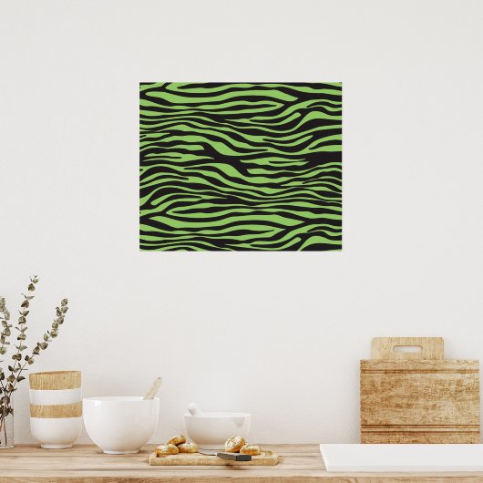Zebra Print, Zebra Stripes, Green Zebra Poster (Keuken)