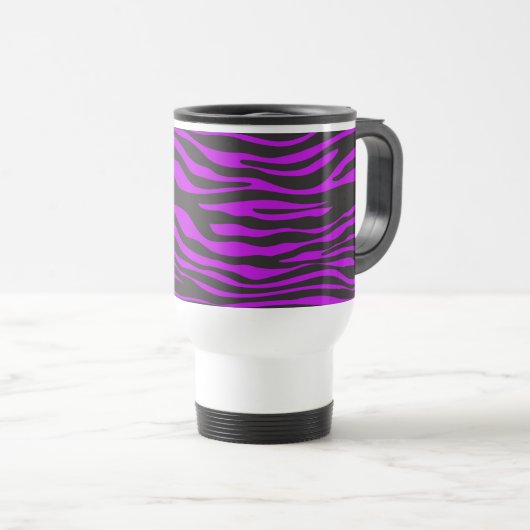 Zebra Print, Zebra Stripes, Paars Zebra, Oerwoud Reisbeker (Voorkant rechts)