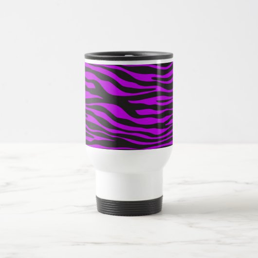 Zebra Print, Zebra Stripes, Paars Zebra, Oerwoud Reisbeker (Center)
