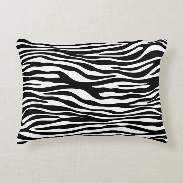 Zebra Print, Zebra Stripes, zwart en wit Accent Kussen (Voorkant)