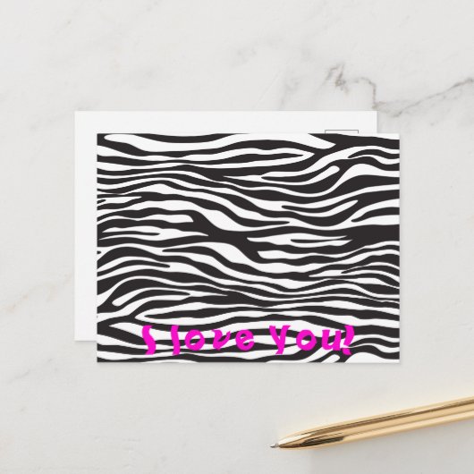 Zebra Print, Zebra Stripes, zwart en wit Briefkaart (Voorkant / Achterkant in situ)