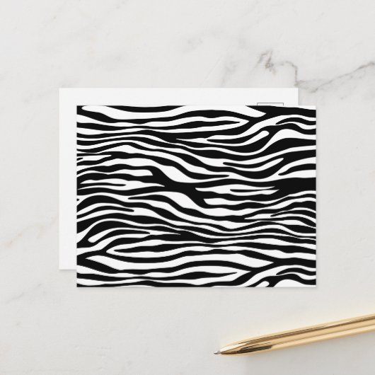 Zebra Print, Zebra Stripes, zwart en wit Briefkaart (Voorkant / Achterkant in situ)