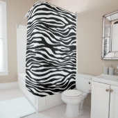Zebra Print, Zebra Stripes, zwart en wit Douchegordijn (In situ)