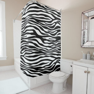 Zebra Print, Zebra Stripes, zwart en wit Douchegordijn