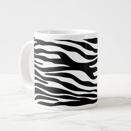 Zebra Print, Zebra Stripes, zwart en wit Extra Grote Beker (Voorkant links)