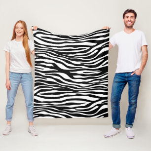 Zebra Print, Zebra Stripes, zwart en wit Fleece Deken