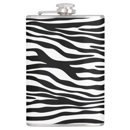 Zebra Print, Zebra Stripes, zwart en wit Heupfles (Voorkant)