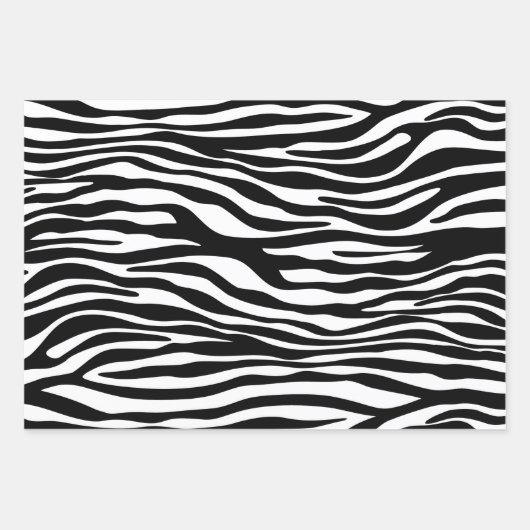 Zebra Print, Zebra Stripes, zwart en wit Inpakpapier Vel (Voorkant 3)