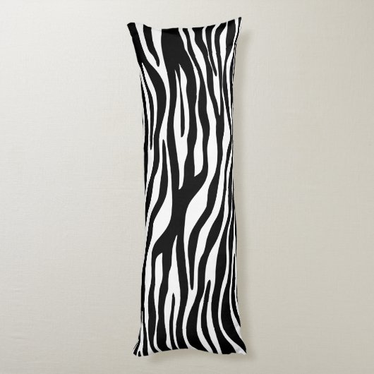 Zebra Print, Zebra Stripes, zwart en wit Lichaamskussen (Achterkant (Verticaal))