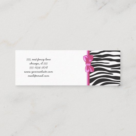 Zebra Print, Zebra Stripes, zwart en wit Mini Visitekaartje (Achterkant)