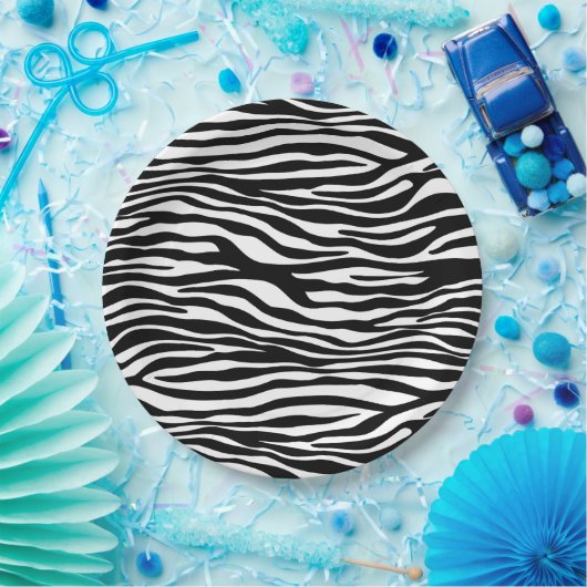 Zebra Print, Zebra Stripes, zwart en wit Papieren Bordje (Feest)