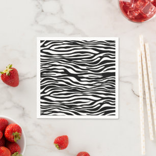Zebra Print, Zebra Stripes, zwart en wit Servet