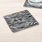Zebra Print, Zebra Stripes, zwart en wit Vierkante Kartonnen Onderzetter (Schuin)