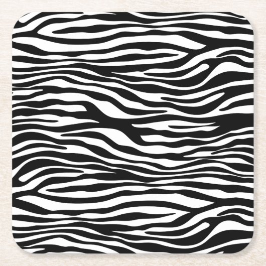 Zebra Print, Zebra Stripes, zwart en wit Vierkante Kartonnen Onderzetter (Voorkant)