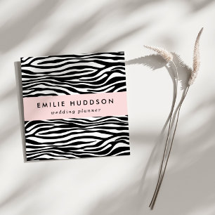 Zebra Print, Zebra Stripes, zwart en wit Vierkante Visitekaartje
