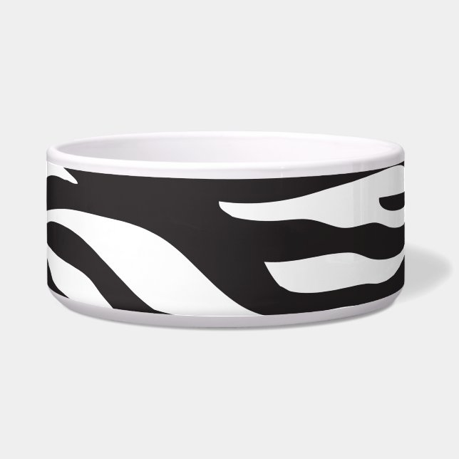 Zebra Print, Zebra Stripes, zwart en wit Voerbakje (Voorkant)