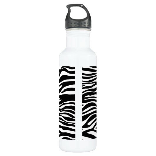 Zebra Print, Zebra Stripes, zwart en wit Waterfles (Achterkant)