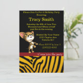 Zebra printpartij cheetah 5 jaar kaart (Staand voorkant)