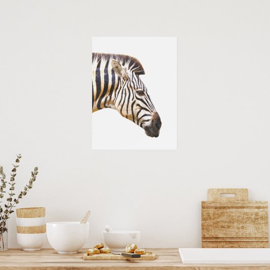 Zebra profiel dierportret oerwoud poster (Keuken)