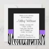 Zebra Purple Bow Diamond Sweet 16 Invitations (Dos)