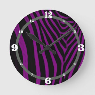 Zebra- Purple With Gray Accent Ronde Klok