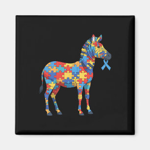 Zebra Puzzel Autisme Bewustzijn Autistische Vrouwe Magneet