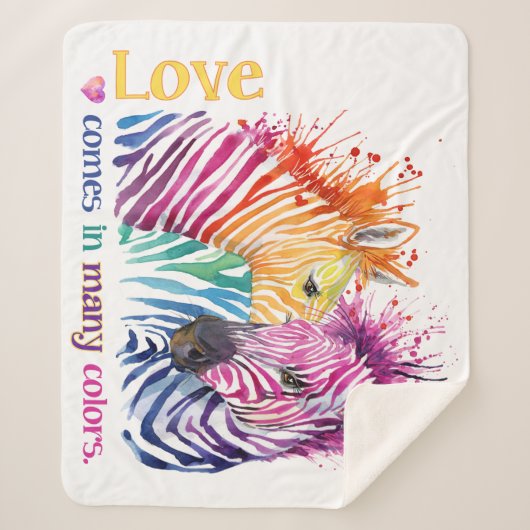 Zebra Rainbow Sherpa Blanket Sherpa Deken (Voorkant)