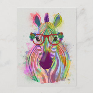 Zebra Rainbow Splash Briefkaart