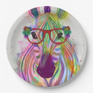 Zebra Rainbow Splash Papieren Bordje