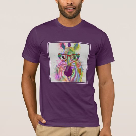 Zebra Rainbow Splash T-shirt (Voorkant)